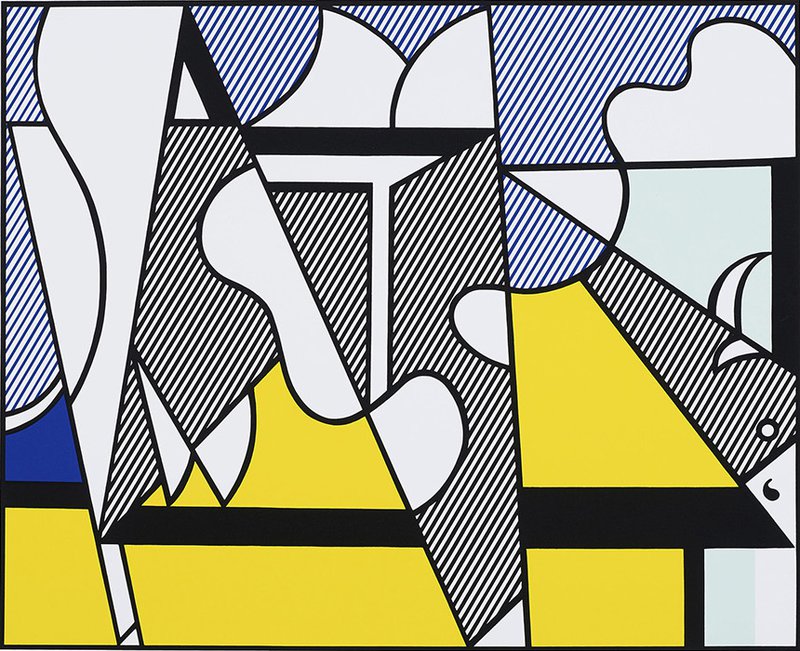 Tableaux sur toile, reproduction de Roy Lichtenstein Triptych Cow Going Abstract - Part 2
