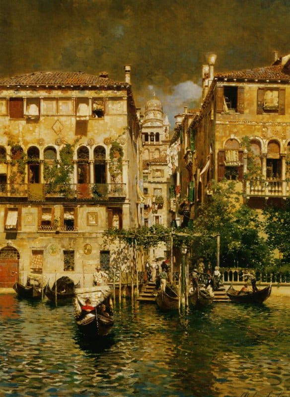 Tableaux sur toile, reproduction de Ruben Santoro - Leaving A Residence On The Canal Grande
