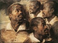 Rubens Vier Studien über den Kopf eines Negers auf Leinwand