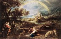Rubens Landschaft mit einem Regenbogen 1632 Leinwanddruck