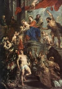 Thronende Rubensmadonna mit Kind und Heiligen