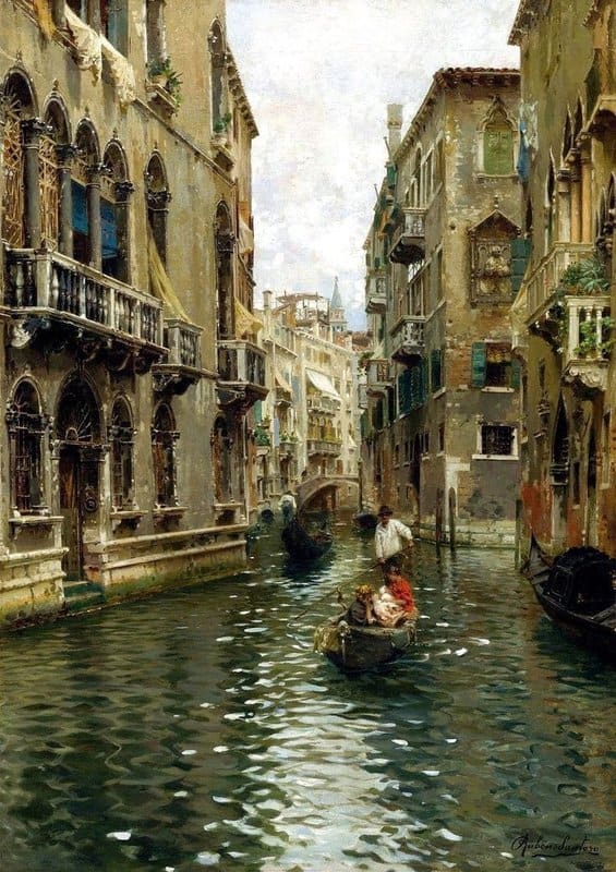 Tableaux sur toile, reproduction de Rubens Santoro A Family Outing On A Venetian Canal