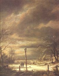 Ruisdael الشتاء المناظر الطبيعية مع Reverbere