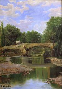 Rusinol I Prats Santiago Bridge Over A River Ca. 1884