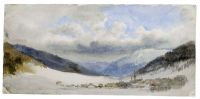 Ruskin John A Swiss Alpine Village In Winter Ca. 1858 Or 1873 canvas print