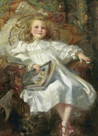 Salisbury Frank O Portrait Of A Young Girl Seated Full Length In A White Dress And Sandals canvas print