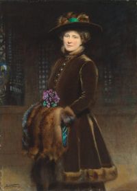 Salisbury Frank O Portrait Of Alice Maude Salisbury The Artist S Wife In A Fur Trimmed Coat Carrying A Bunch Of Violets canvas print