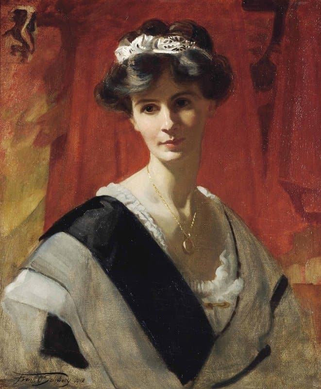 Salisbury Frank O Portrait Of Mrs Florence Cox Nee Lane Half Length In A White Dress With A Black Sash 1912 canvas print