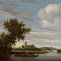 منظر لنهر سالومون فان رويسديل مع الكنيسة والعبّارة 1649