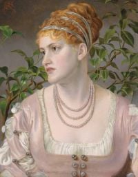 Sands Anthony Portrait Of Mary Emma Jones Bust Length Wearing A Pearl Necklace 1874