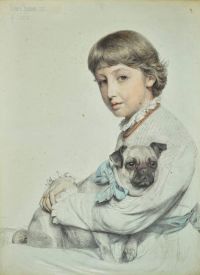 Sands Anthony Portrait Of Reine Chapman And Her Pug Dog 1881 canvas print