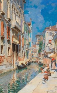 Santoro Rubens Ein venezianischer Kanal-Leinwanddruck