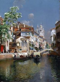 Santoro Rubens Gondeln auf einem venezianischen Kanal Santa Maria Della Salute In The Distance Leinwanddruck