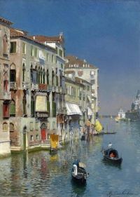 Santoro Rubens Gondeln auf dem Canal Grande Die Dogana und Santa Maria Della Salute Beyond Venice Leinwanddruck