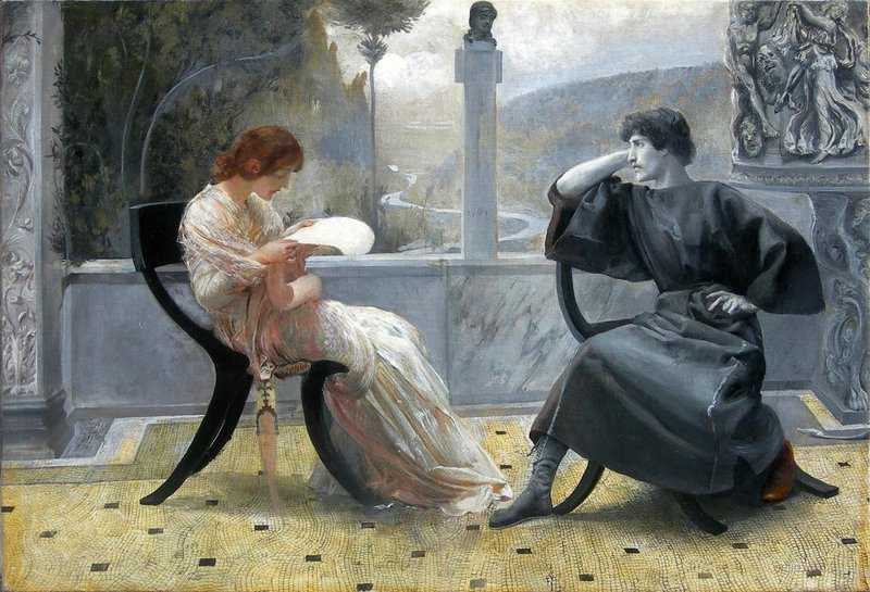 Sartorio Giulio Aristide Reading Or Catallus And Clodia 1904 canvas print