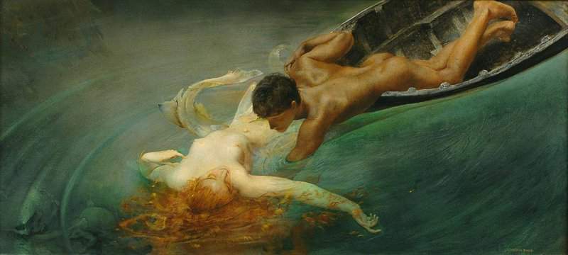 Sartorio Giulio Aristide Siren Or The Green Abyss 1893 canvas print