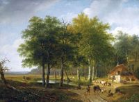 Schelfhout Andreas Leinwanddruck Eine Herde mit Rindern in einer Sommerlandschaft De Veluwe