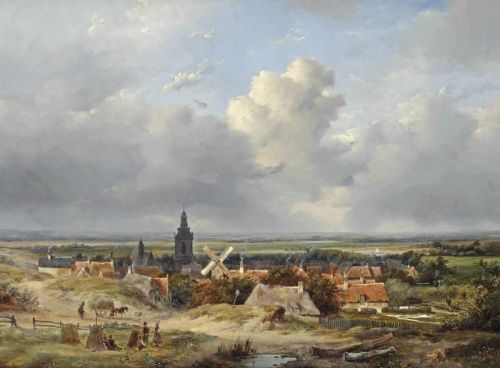 Schelfhout Andreas A Panoramic View Of A Village In The Dunes 1842 canvas print