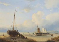 Schelfhout Andreas Fisherfolk With Beached Vessels 1845 canvas print