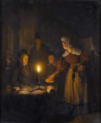شنديل بيتروس فان مشهد سوق على ضوء الشموع 1836 طباعة قماشية