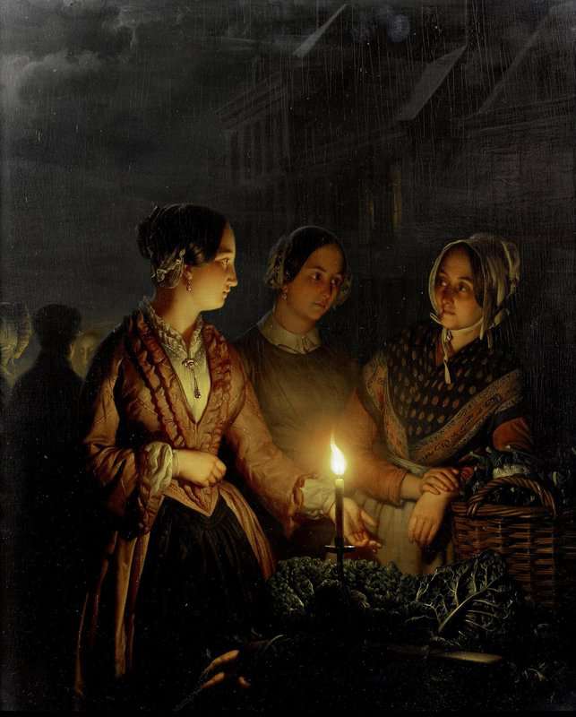 Schendel Petrus Van A Moonlit Market Scene canvas print