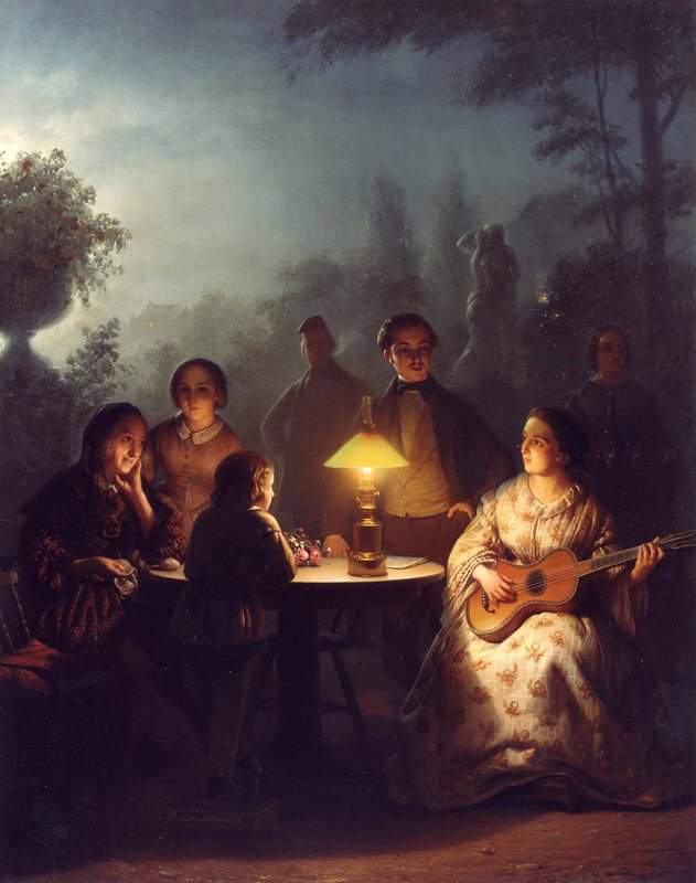 Schendel Petrus Van A Summer Evening By Lamp And By Moonlight canvas print