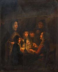 شخصيات شيندل بيتروس فان في لوحة قماشية مضاءة بالشموع