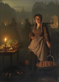 Schendel Petrus Van Market By Candlelight 1865
