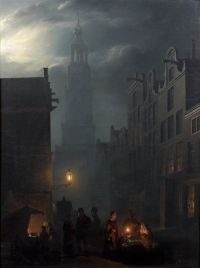 Schendel Petrus Van Night Scene In Amsterdam