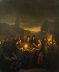 Schendel Petrus Van The Noordermarkt By Night Amsterdam 1840