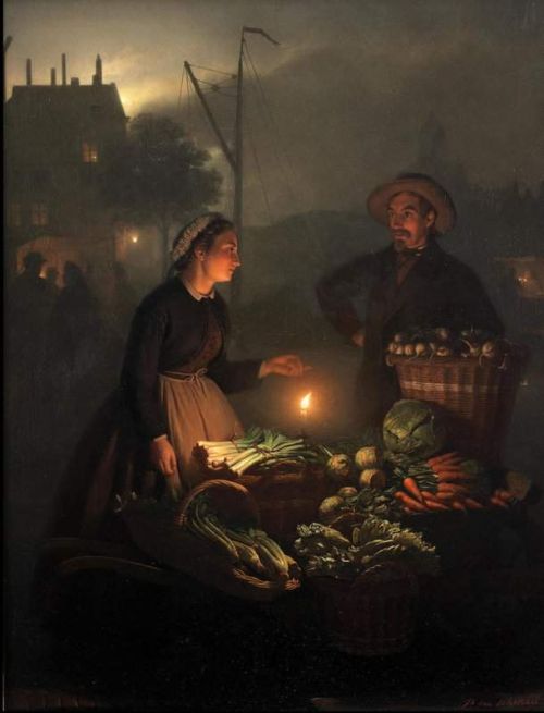 Schendel Petrus Van The Vegetable Stall By Candlelight 1866 canvas print