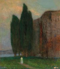 Schikaneder Jakub Landscape With A Figure Of A Girl 1910 15