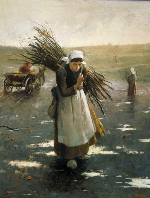 Schikaneder Jakub Old Woman Carrying Brushwood canvas print