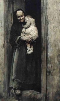 Schikaneder Jakub Old Woman With A Child canvas print