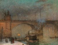 Schikaneder Jakub Prague A Steamboat On The River Vltava In Front Of Palacky Bridge Ca. 1910 20 canvas print