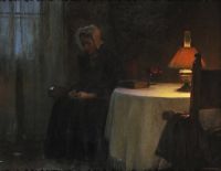 Schikaneder Jakub Sitting Old Woman In The Interior canvas print