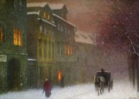 Schikaneder Jakub Street With Coach In Early Winter Evening canvas print