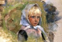 Schjerfbeck Helene Girl In Headscarf 1880 canvas print