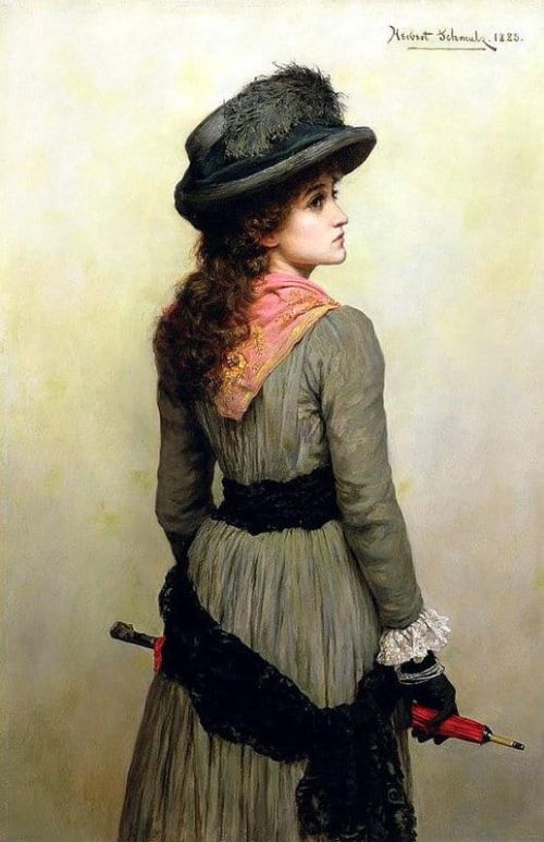 Schmalz Herbert Gustave Denise Girl With A Red Umbrella 1885 canvas print