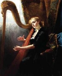 Schwartze Therese Playing The Harp canvas print