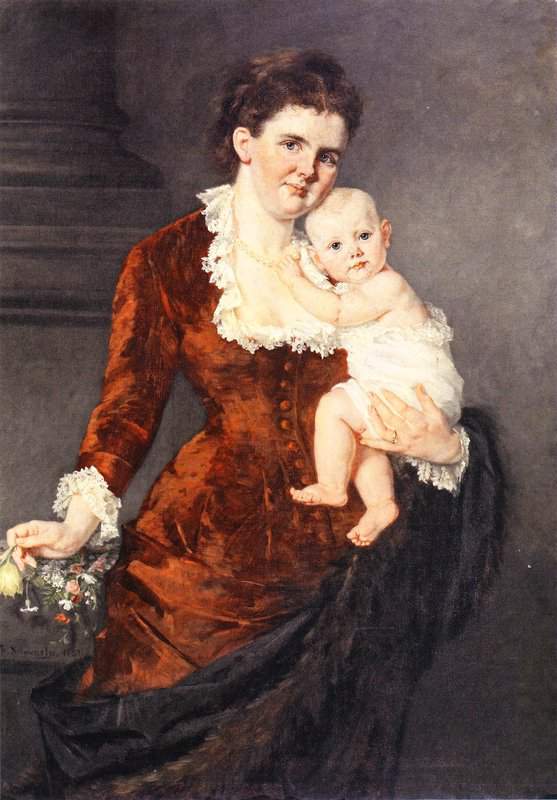 Schwartze Therese Queen Emma With Prinses Wilhelmina Carrying On The Arm canvas print