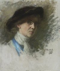 Schwartze Therese صورة ذاتية مع قبعة سوداء ونظارات
