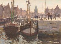 Seago Edward A Corner Of The Inner Basin Ostend 1950 canvas print