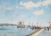 Seago Edward Bacalhau Schooners Drying Sails On The Tagus canvas print