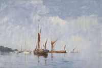 Seago Edward Barges At Anchor On The Orwell canvas print