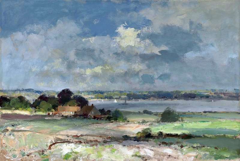 Seago Edward Cottages Overlooking The Orwell canvas print