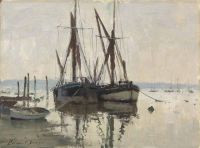 Seago Edward Thames Barges On The Orwell Suffolk canvas print