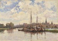 Seago Edward Two Barges At Hoorn The Netherlands