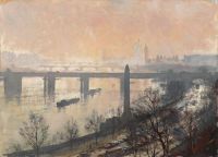 Seago Edward View Of Hungerford Bridge Across The Thames canvas print