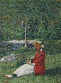 Segantini Giovanni Junge Frau Auf Der Wiese Sitzend 1915 canvas print